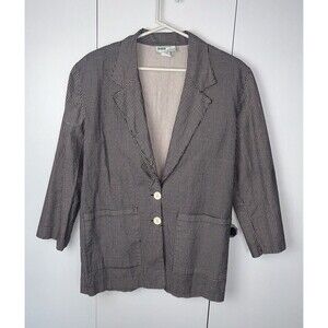 Deb Women’s Vtg Blazer Black Pink Houndstooth Shoulder Pads Pockets Jrs Sz L?